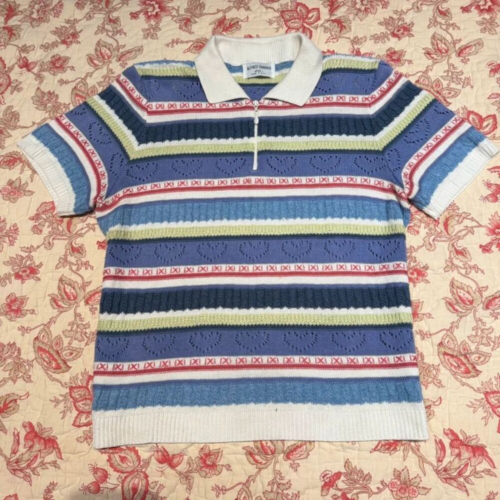 Vintage 90s Alfred Dunner Knit Coogi style material sweater Top shirt
